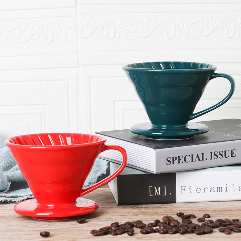 Ceramic Hand-brewed Coffee Filter Cup V60 Conical Filter Thread Drip Coffee Cup Creative Coffee Appliance