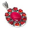Ювелирный кулон из серебра 925 пробы с натуральным рубином и гранатом 2,40 дюйма f3V89