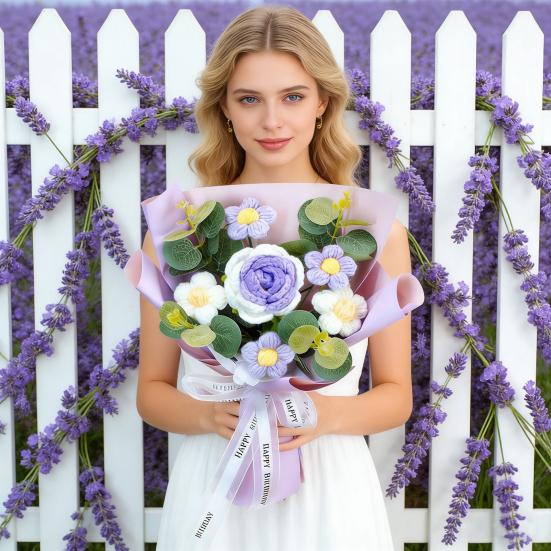 Искусственные цветы ручной работы из хлопковой пряжи вечный цветок вязаный крючком букет день рождения мама жена любовница выпускной домашний декор