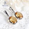 Big Size Oval 12*16mm Brazil Natural Citrine Gemstone Earring  925 Sterling Silver Jewelry for Women Nice Gift