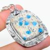 Natural K2 Blue Azurite, White Topaz 925 Sterling Silver Pendant 2.36" K0Q63