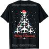 Christmas Airplane Tree Funny Pilot Gift Pilot Aviation T Shirts Streetwear Tee Shirt Short Sleeve Loose Clothing Unisex