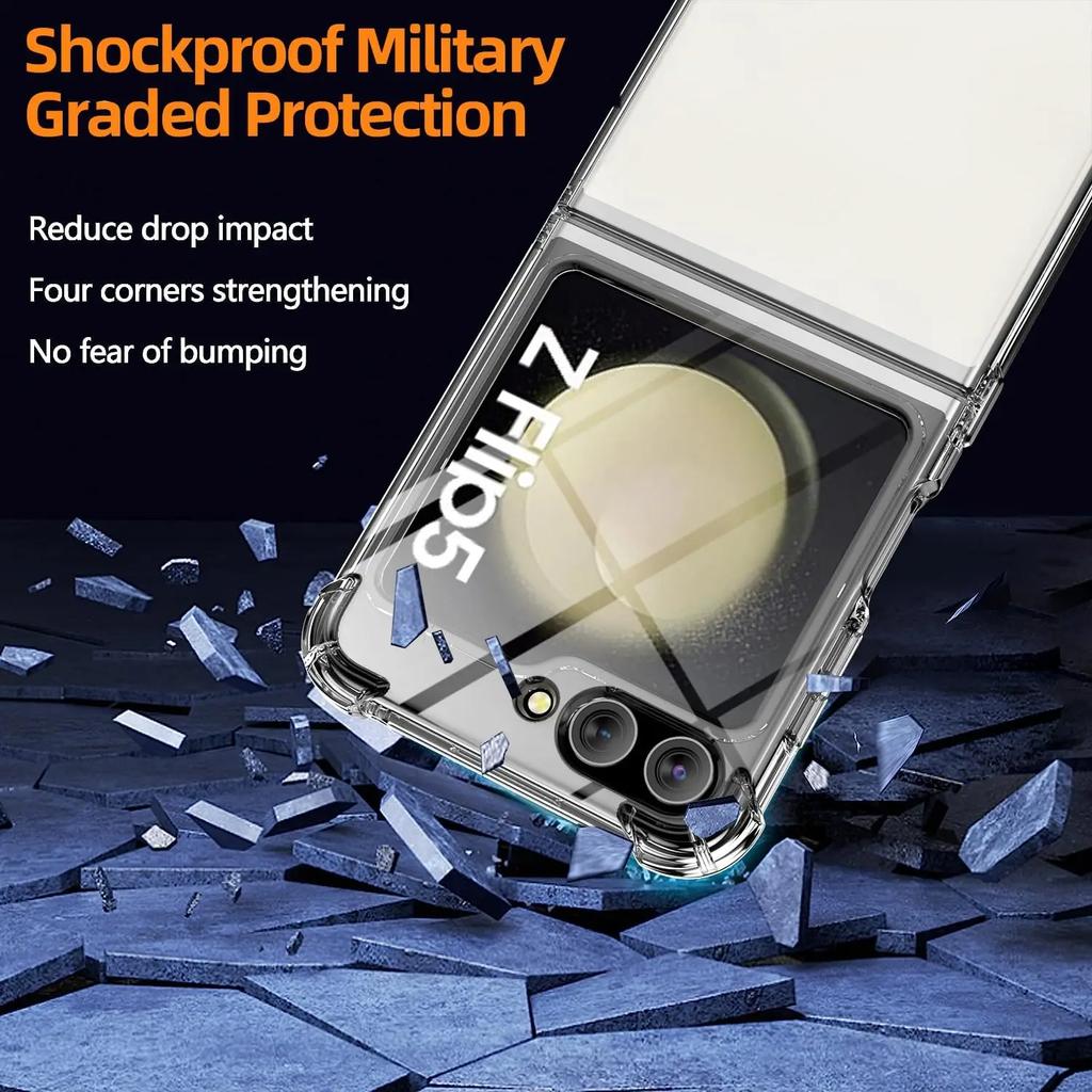 Transparent Airbag Shockproof Case for Samsung Galaxy Z Flip 6 5 4 3 2 1 Acrylic PC TPU Bumper Cover for Galaxy Z Fold 6 5 4 3