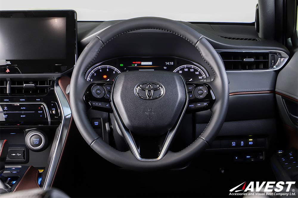 Комплект накладок на рулевую панель AVEST в цвете «черный лак», совместимый с Toyota Harrier 80, Camry 70, Crown 220 и сериями Corolla 210 (Набор из 3 предметов) Черный, Серия, Серия,