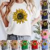 Women's Casual Printed T-Shirt Round Neck Pullover Short Sleeve Top
