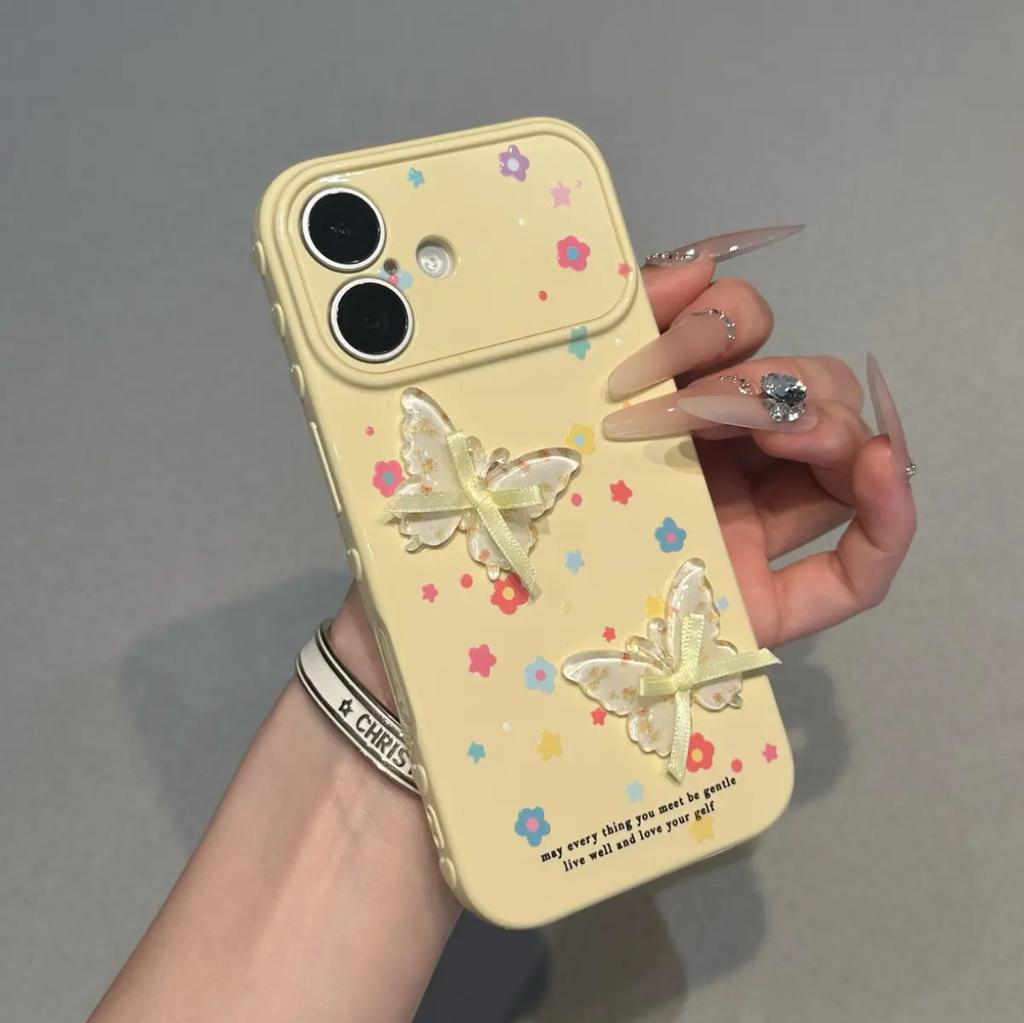 Красивая цветочная бабочка подходит для мобильного телефона Apple 17promax iphone16/15Pro чехол для телефона с окошком love