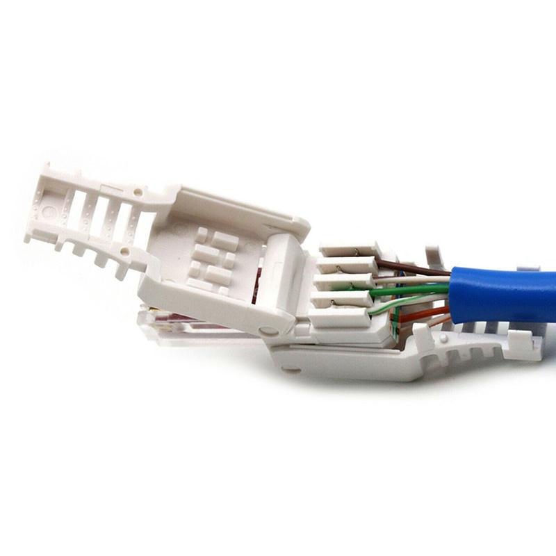 White Rj45 Tool-Less Connector No Crimp Connectors Cctv Ethernet Cable Head Plug