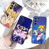 Мультяшный чехол для телефона I-Sailor M-Moon для Samsung S26, S25, S24, S23, S22, S30, S21, Ultra, Plus, FE 5G, черный, мягкая крышка