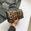 Women Leopard Print Mini Flap Crossbody Bag Vintage Metal Chain Strap Faux Leather Zipper Shoulder Bag Trendy Fashion Small Handbag for Lady