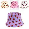 Double Sided Summer Strawberry Printed Fisherman Hat Outdoor Beach Sunshade Cap