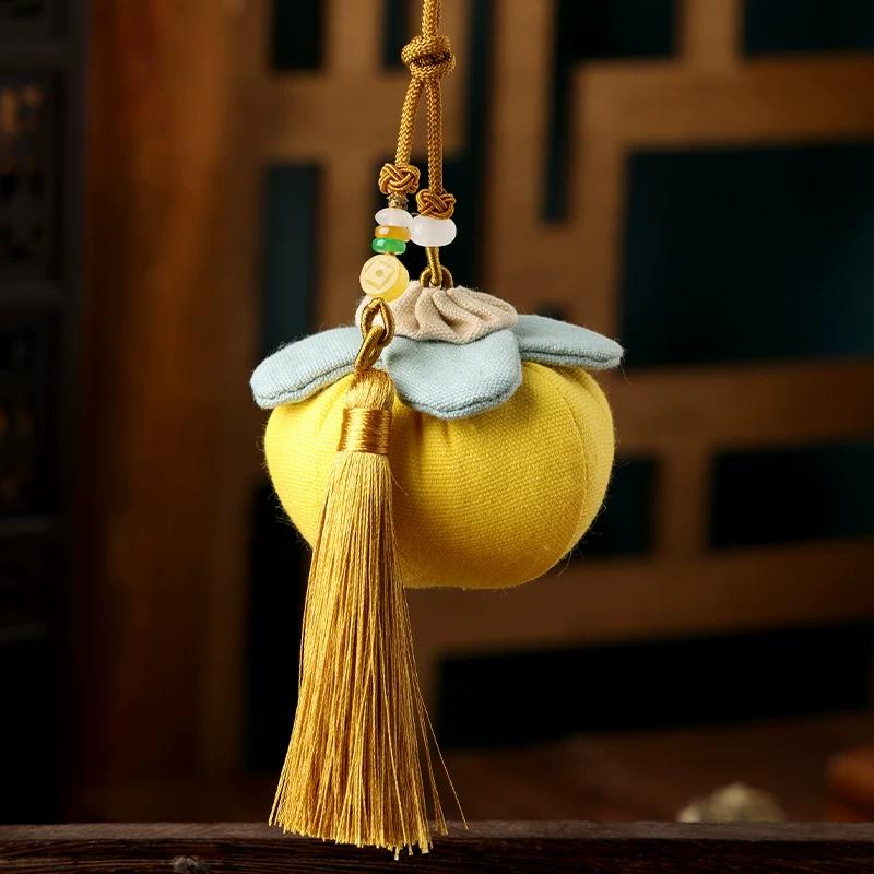 Dragon Boat Festival Persimmon Perfume Bag Chinese Ancient Style Argy Wormwood Sachet Pendant Finished Product Sachet Portable Small Sachet Car