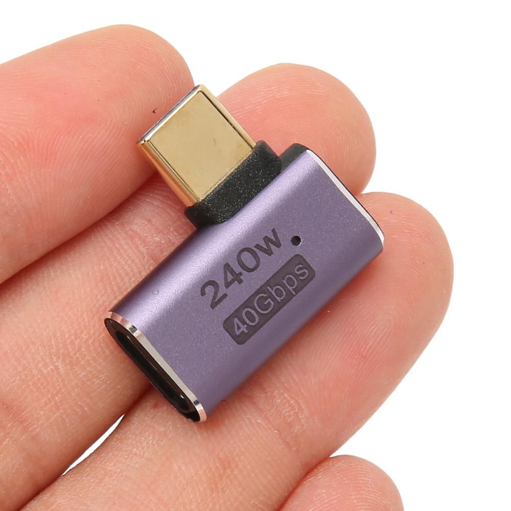 2PCS High Speed 240W Right Angle Adapter 8K 60HZ 40Gbps USB C Female to Female Adapter LED Light USB C Female Adapter Laptop
