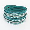 Multilayer Woven PU Leather Bracelet Inlaid Shiny Rhinestones Personality Hand Jewelry