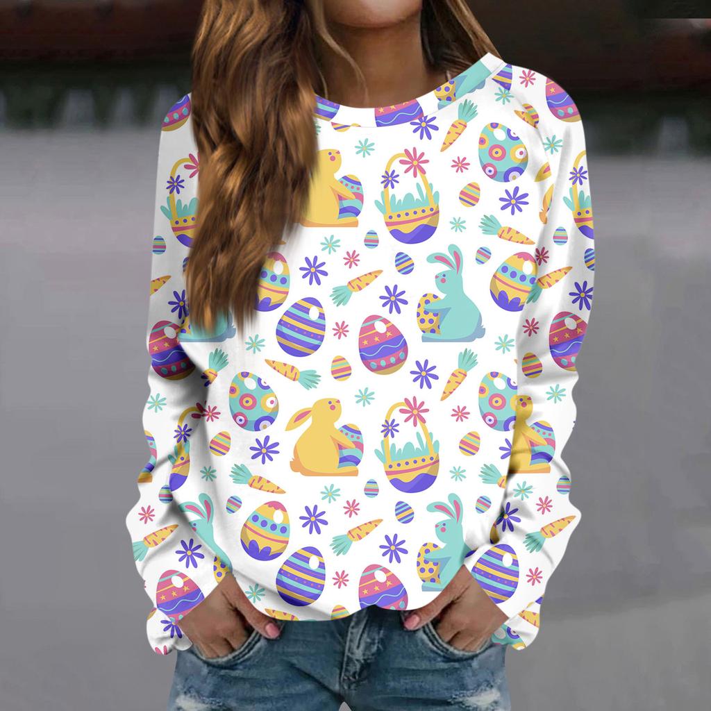 Женская мода повседневная толстовка с длинным рукавом и круглым вырезом с принтом