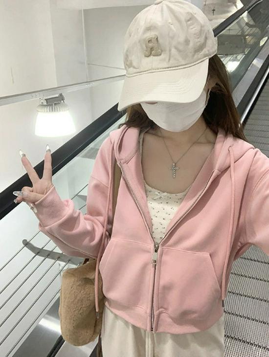 Women's Navy Blue Sporty Zipper Sweatshirt - American Style, Early Autumn 2025