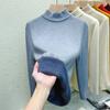 Autumn Warm Velvet Knitted Women's Sweater Casual Winter New Thicken Half High Collar Base Pullover Sweaters Elegant Solid Slim Plush Knitwears 25206