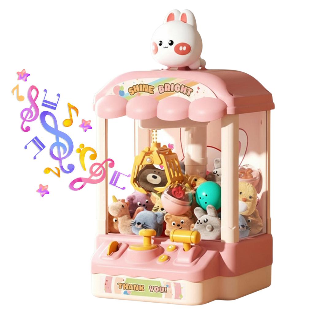 Lovely Claw Machine with Sound & Plush Toys Mini Plush Toys Prize Dispenser USB Charging Birthday Gifts For Girls 3 To 8 Years