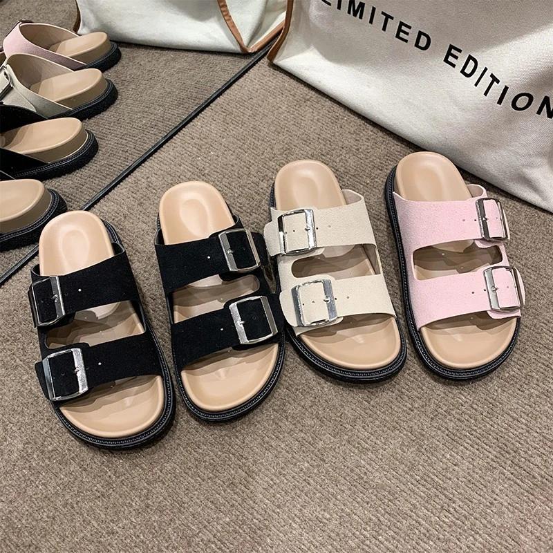 Сандалии женские с двойной пряжкой регулируемые полозья поддержка свода стопы модные летние прогулочные тапочки с открытым носком