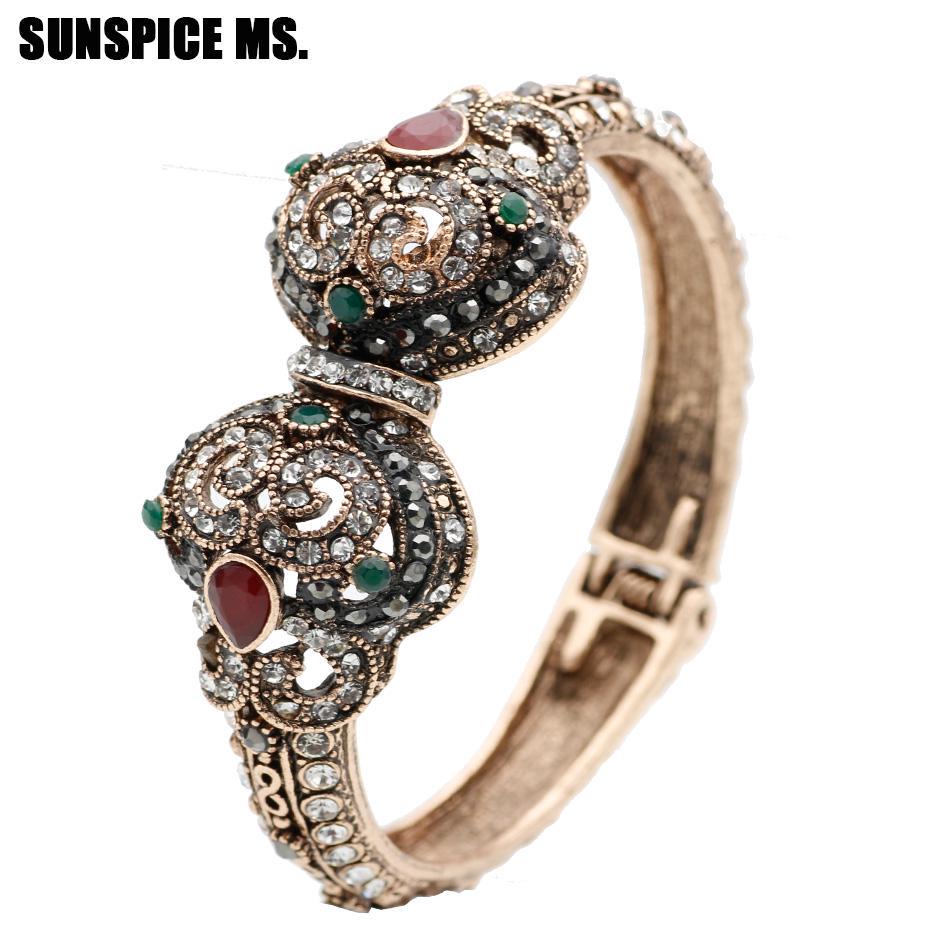 Турецкий винтажный браслет-манжета для женщин, антикварный золотой цвет, богемный браслет, свадебные украшения, свадебный подарок