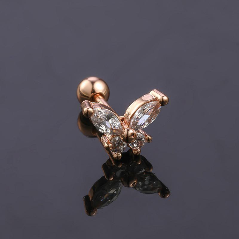 1 шт. Серьги-бабочки для женщин, серьги-гвоздики для хряща уха, спиральные серьги-гвоздики