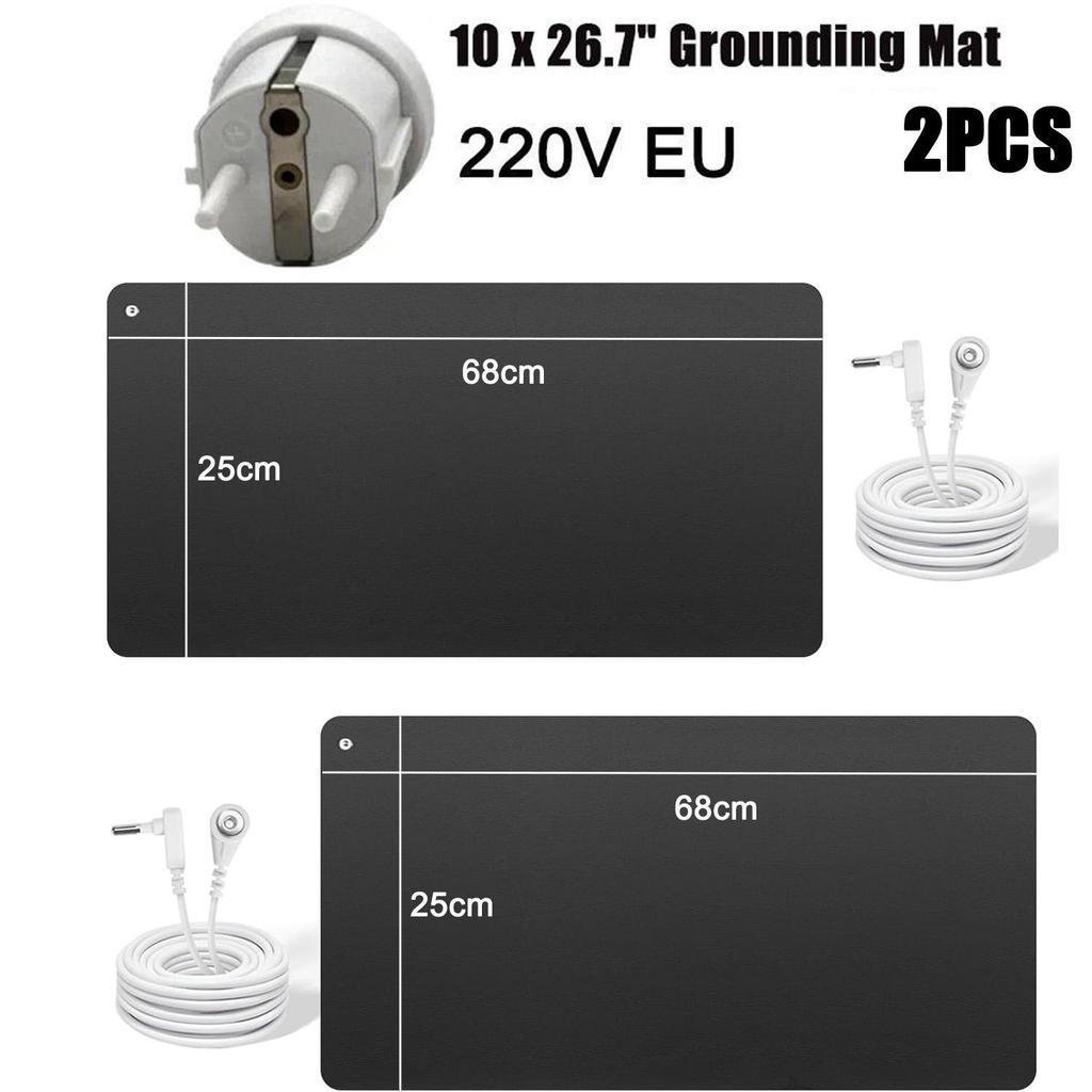2 шт. Заземляющий коврик 10x26,7" Заземляющая подставка для ног с 2 заземляющими проводами Комфорт для сна Баланс Универсальное использование