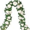 3-Pack 2m Rose Artificial Flower Vine for Wedding Garland White Pink Home Room Wedding Decoration Silk Artificial Rose Vine