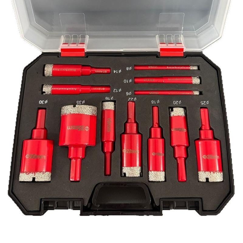 6-35 мм Кольцевые пилы Набор алмазных сверл Треугольный хвостовик для стекла/плитки/гранита Паяный с алмазным покрытием Набор керамических сверл Резка мрамора