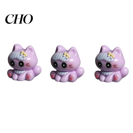 Cute Cat Collectible 3 Pcs Mini Resin Figurines, Cartoon Miniature Kittens Animal Model Tiny Desk Accessory for Fairy Garden, Moss Landscape,