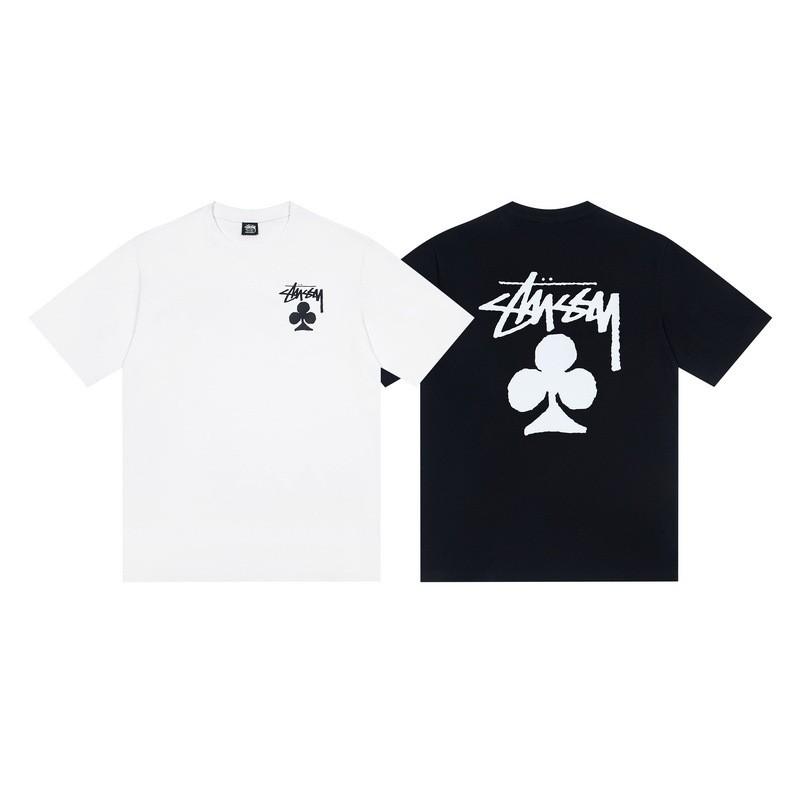 Stussy Черная 8 Классическая Водяной Знак Буквенный Принт 2025 Унисекс Уличная Одежда Свободный Крой Хлопковая Футболка