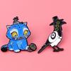 Happy Blue Tiger Enamel Pin Fantasy Hunter Team Brooches Woman Men Backpack Accessories Bags Badge Lapel Jewelry Gift