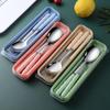 Premium Portable Stainless Steel Cutlery Set: Includes Chopsticks, Spoon, and Fork with Storage Box.