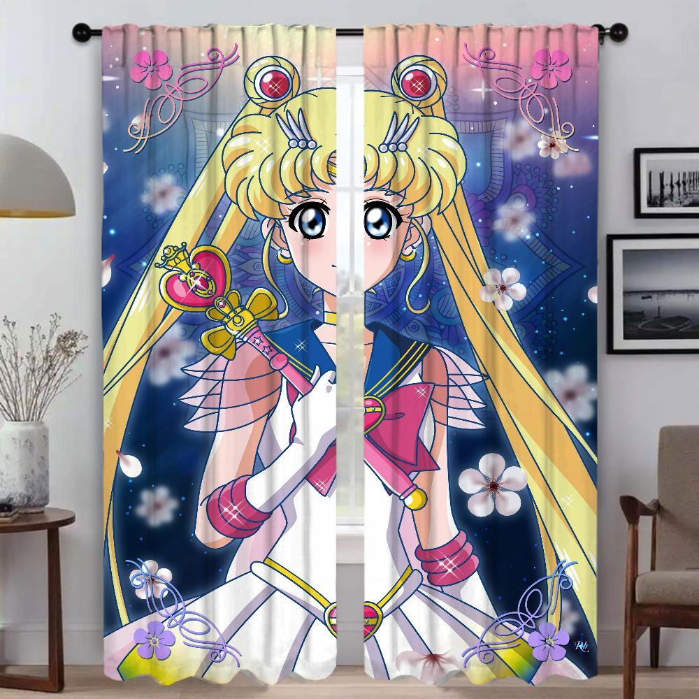 SailorS Moon Curtains Child Room Blackout Curtain for Room 2 Panel Shades Home Interior Curtains Partition Halloween Decoration
