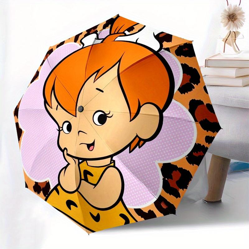 1pc Flintstones, Pebbles Themed High-quality Umbrella,Automatic Opening and Closing Umbrella,Multi-functional Umbrella G0811124