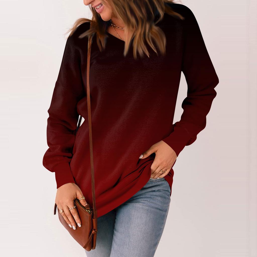 Женская модная повседневная толстовка с длинным рукавом и v-образным вырезом с принтом