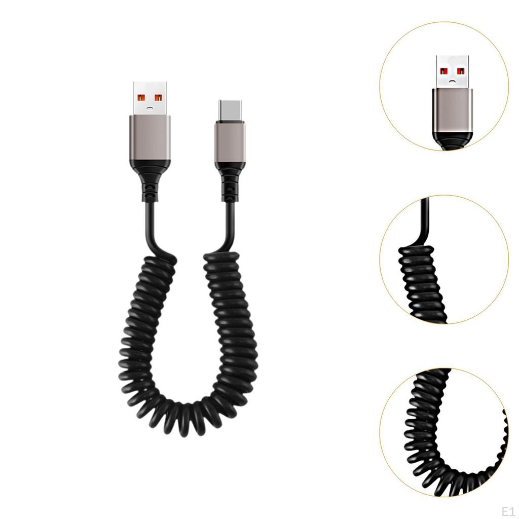 2Pcs USB C Fast Charging Cable,Coiled Charger Cord Portable Workshop Data Cable Type for