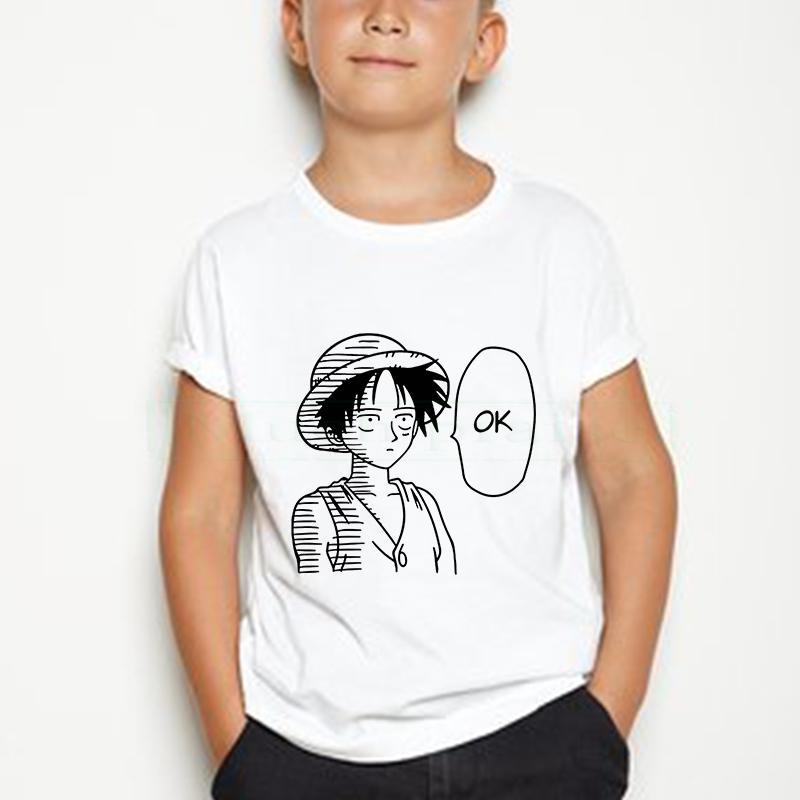Summer Boys/Girls Casual Kawaii Cartoon Cotton Japanese Anime One Piece Kids 2-12 Year Short Sleeve T-shirt