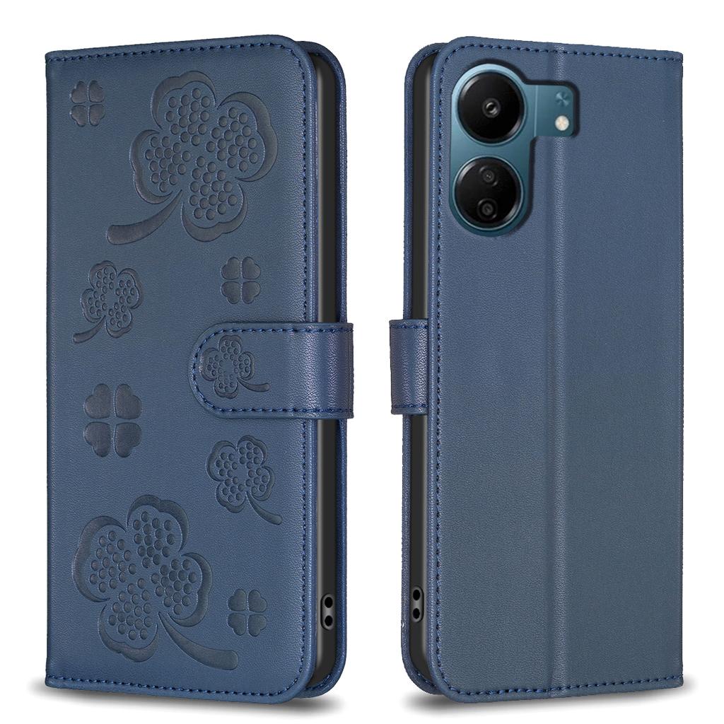 Four Leaf Clover Leather Wallet Card Phone Case iPhone All Modles Flip Cover For Samsung Galaxy S24 S23 S22 Plus S21 S20 Ultra A32 A24 A25 A73