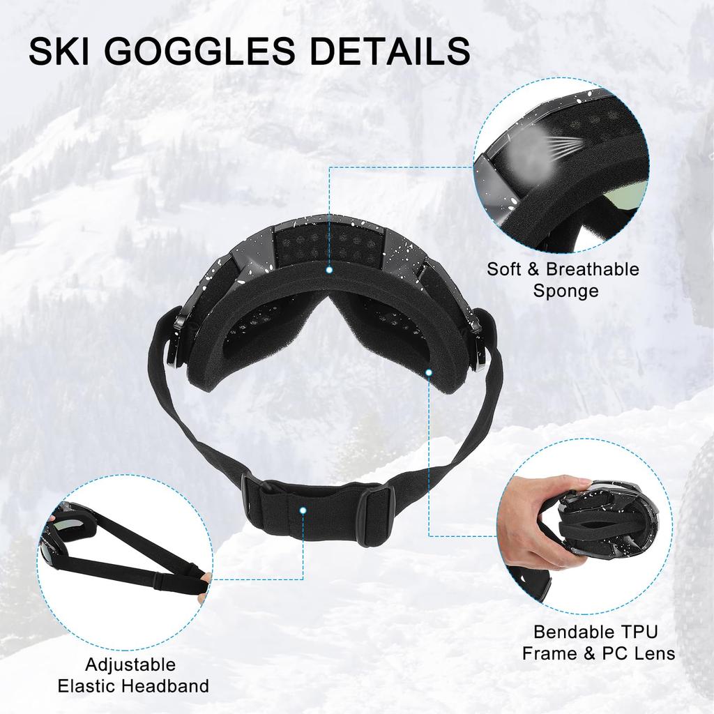 [PATIKIL] Dirt Bike Goggles 2-Pack for Motorcycle Goggles - Black/White & Colorful/Gold Lenses