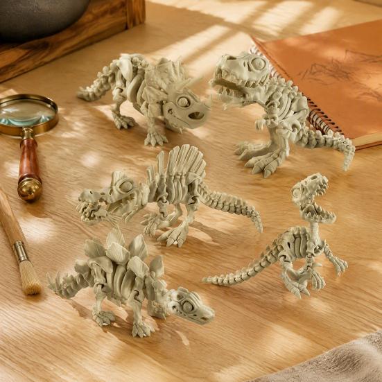 Игрушки доисторических животных 5 шт. 3D-печатный скелет динозавра, фигурки с подвижными суставами, коллекционные существа, реалистичный шарнирный Тираннозавр