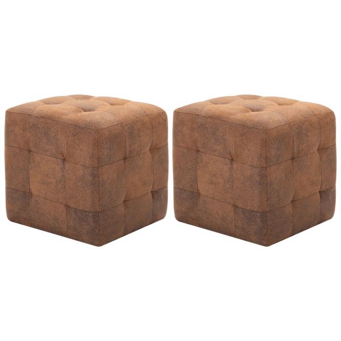 Tables de chevet - Maison Exclusive - 2 pcs - Similicuir daim - 30x30x30 cm - Marron