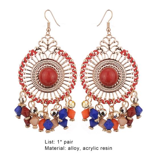 1 Pair Women Hook Earrings Colorful Ethnic Anti-deformed Bohemia Style Tassel Drop Earrings Female Jewelry