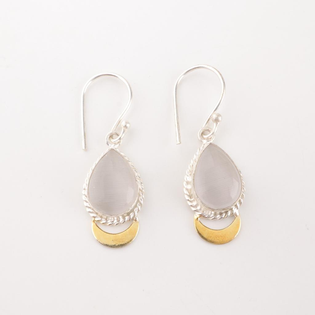 Украшения из селенита, серебро 925 пробы с клеймом, серьги ручной работы 1,5 дюйма для женщин EE-162-33