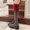 Knitting High Heels Women High Boots Sock Boots Winter New Designer Chunky Shoes Women 2024 Trend Dress Shoes Pumps Mujer Botas