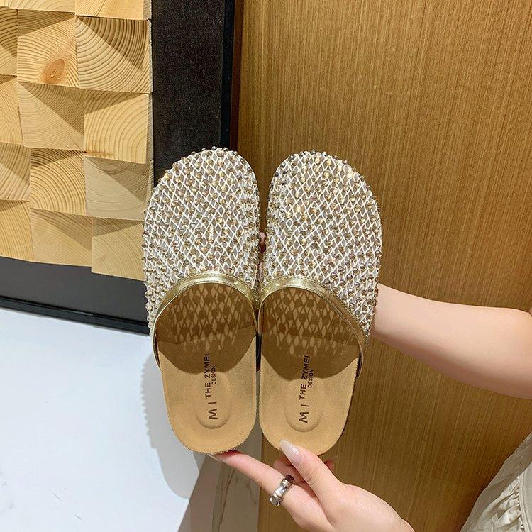 Fashion Sandals for Women's 2025 Summer New Luxury Brand Slippers Lightweight Round Head Shoes Water Diamond Flat Slides Women Sandals