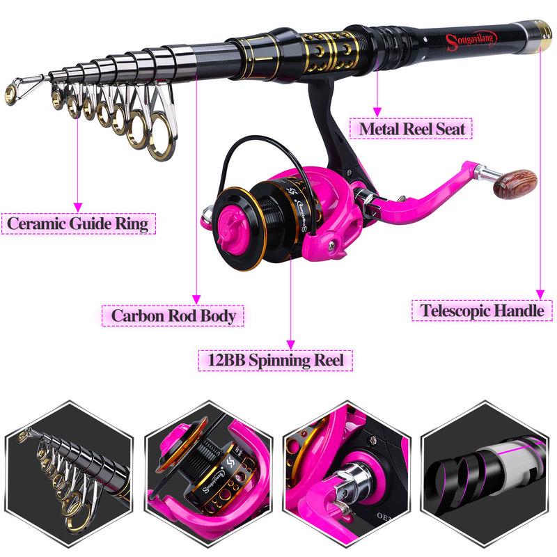 Комбинированная телескопическая удочка и катушка из углеродного волокна длиной 2,1–3,0 м с рыболовной катушкой 12BB Спорт на открытом воздухе