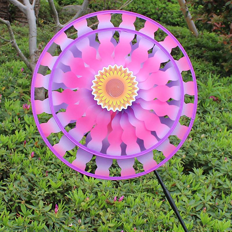 1 шт. Красочная двухслойная ветряная мельница на колышках, изысканный садовый ветряк, украшение для двора, для детских уличных посиделок, для газона