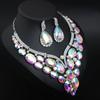 Exaggerated Crystal Glass Necklace Earrings Set Dress Banquet Women'S Accessories