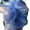 Deep Sea Blue Gradient Lace Pleated Skirt Fabric with Lotus Leaf Design for DIY Clothing