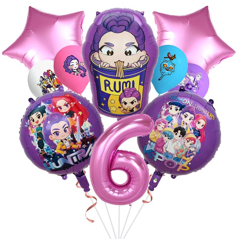 1 набор Kpop Охотники на демонов Алюминиевая фольга Латексный шар Детское украшение на день рождения Корейский Kpop Аниме Принадлежности для вечеринки Игрушка Подарок