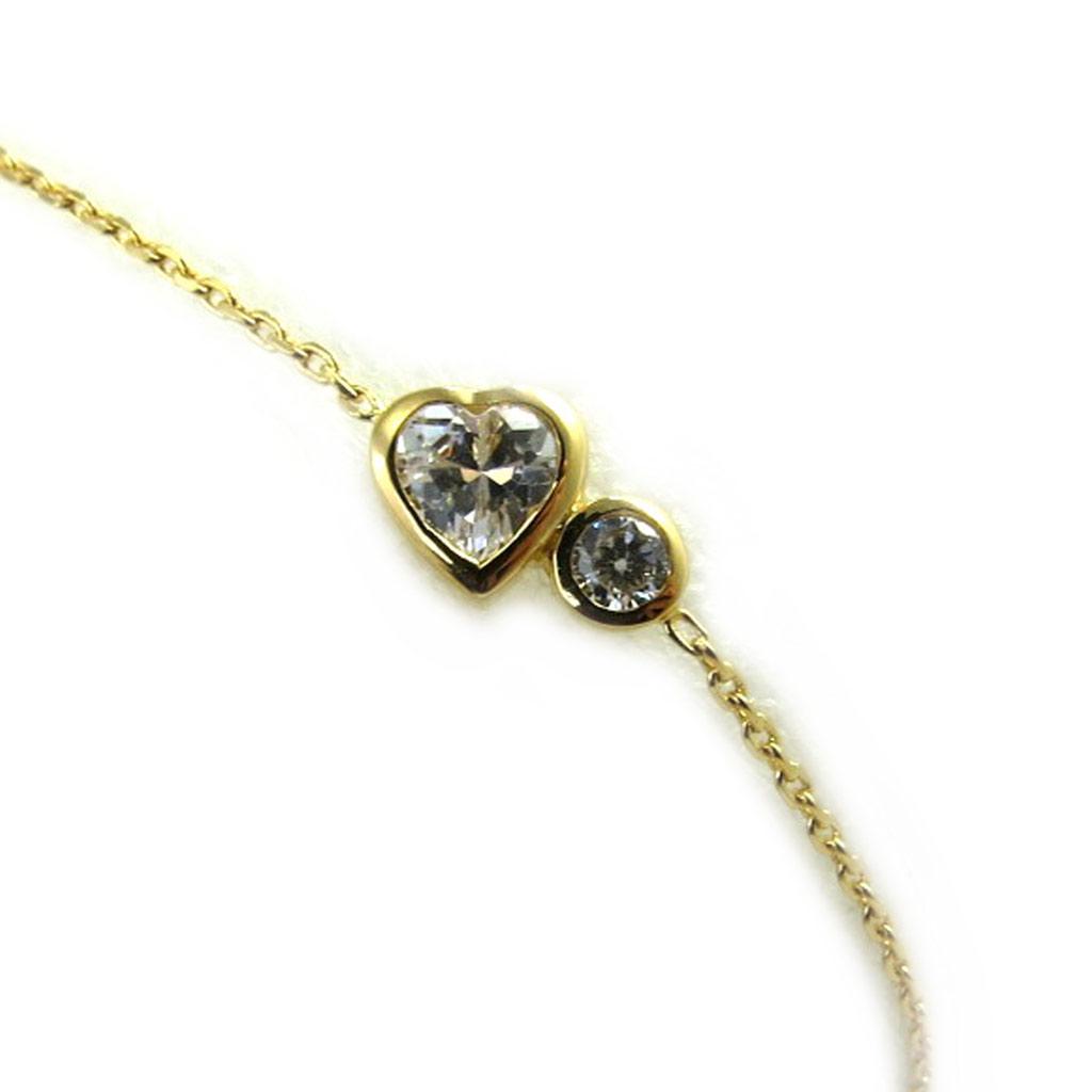 Les Trésors De Lily [M0922] - White 'Love' Gold Plated Bracelet